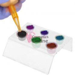 Suport din acril + 6 recipiente pentru adeziv de gene sau vopsea tatuaj Microblading- 001
